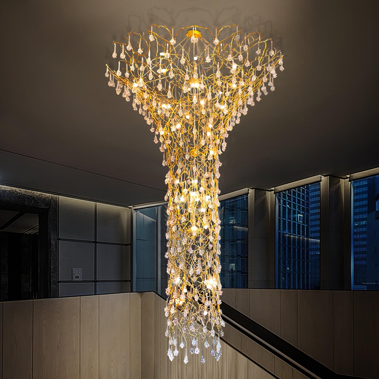 Abeleisa Tree Branch Staircase Brass Crystal Chandelier - Lamp Outdoor