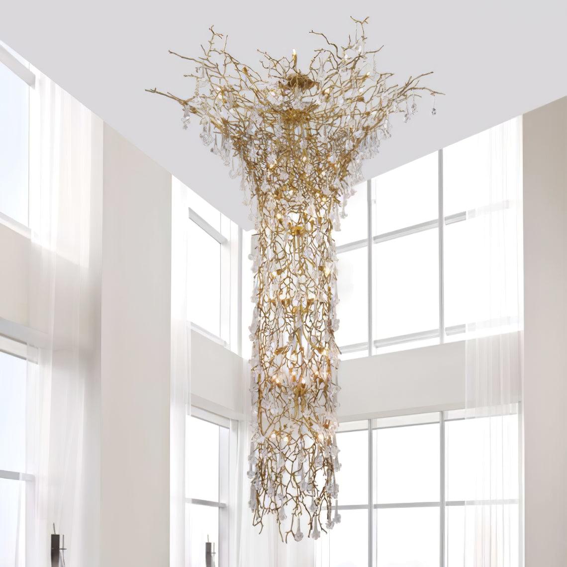 Abeleisa Tree Branch Staircase Brass Crystal Chandelier - Lamp Outdoor