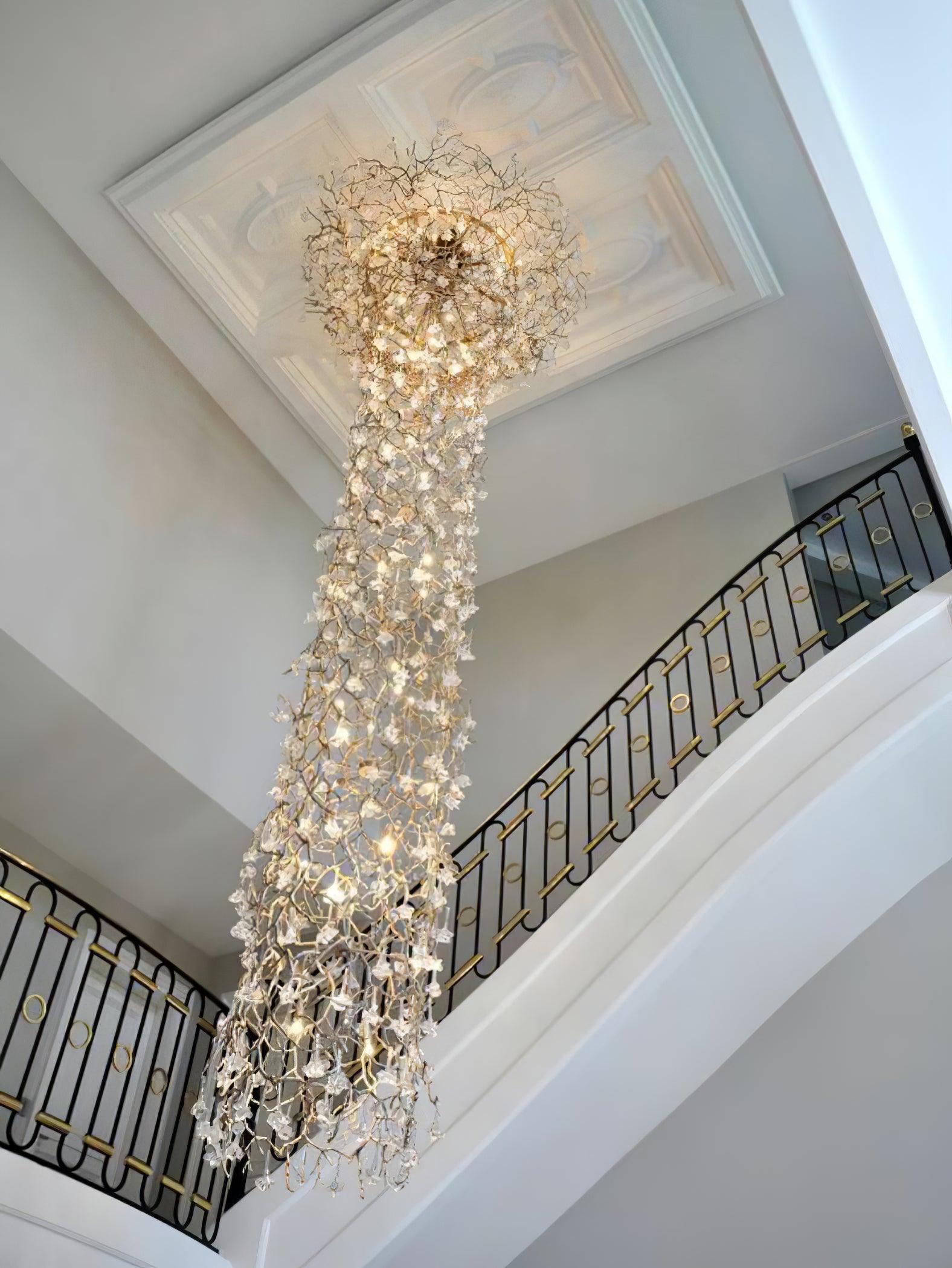 Abeleisa Tree Branch Staircase Brass Crystal Chandelier - Lamp Outdoor
