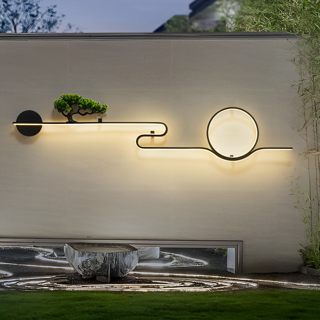 Moon Tree Scenery Waterproof LED Black Retro Outdoor Wall Lights Sconces - Lamp Outdoor