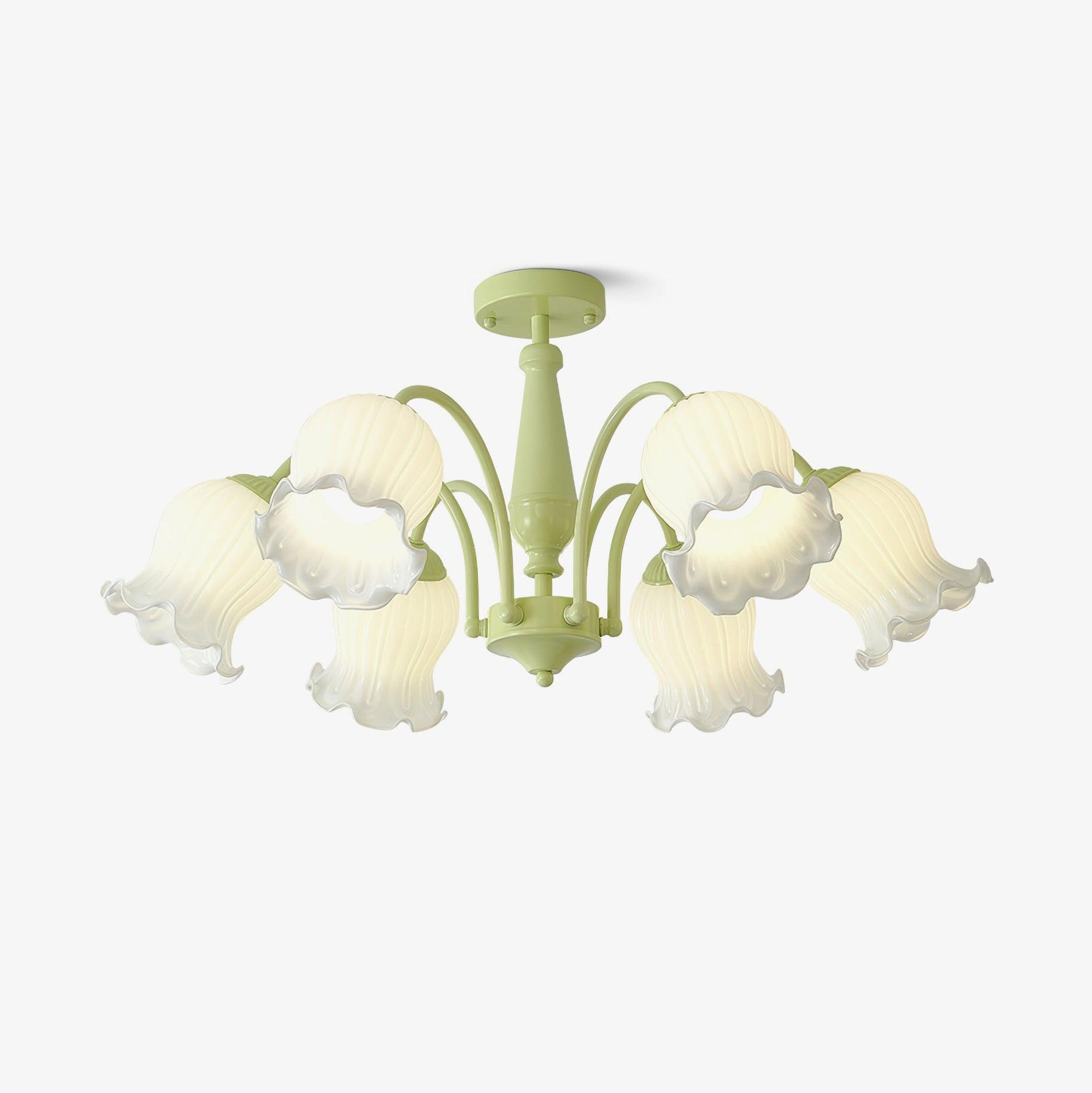Lustra Trumpet Chandelier Floral Pastel Glass Petals - Lamp Outdoor