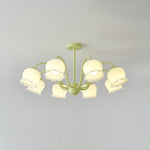 Lustra Trumpet Chandelier Floral Pastel Glass Petals - Lamp Outdoor