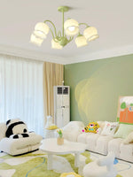 Lustra Trumpet Chandelier Floral Pastel Glass Petals - Lamp Outdoor