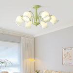 Lustra Trumpet Chandelier Floral Pastel Glass Petals - Lamp Outdoor