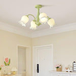Lustra Trumpet Chandelier Floral Pastel Glass Petals - Lamp Outdoor