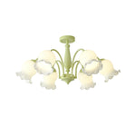 Lustra Trumpet Chandelier Floral Pastel Glass Petals - Lamp Outdoor