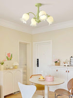 Lustra Trumpet Chandelier Floral Pastel Glass Petals - Lamp Outdoor