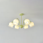 Lustra Trumpet Chandelier Floral Pastel Glass Petals - Lamp Outdoor