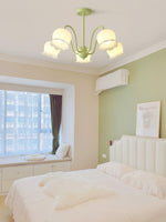 Lustra Trumpet Chandelier Floral Pastel Glass Petals - Lamp Outdoor