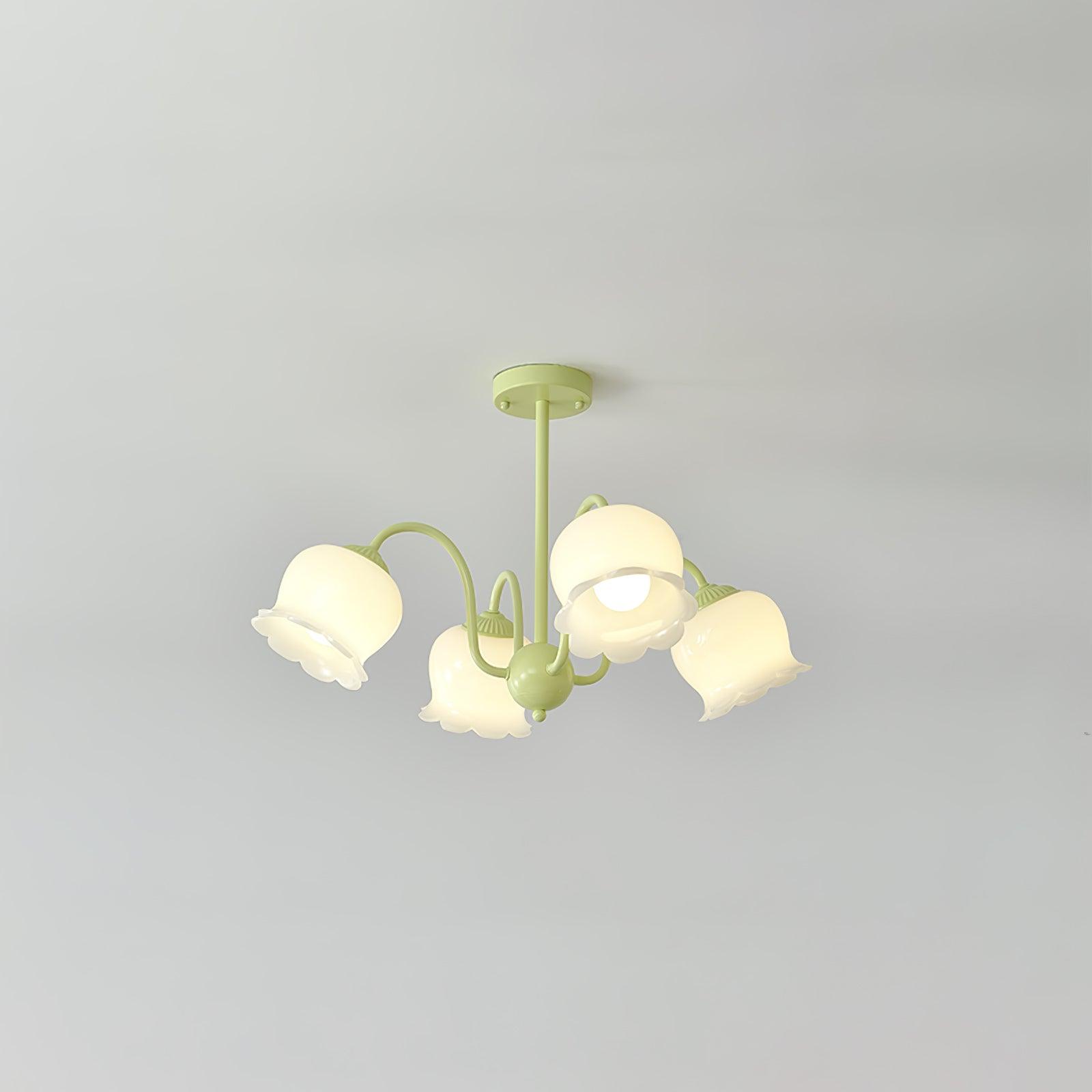 Lustra Trumpet Chandelier Floral Pastel Glass Petals - Lamp Outdoor