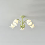 Lustra Trumpet Chandelier Floral Pastel Glass Petals - Lamp Outdoor