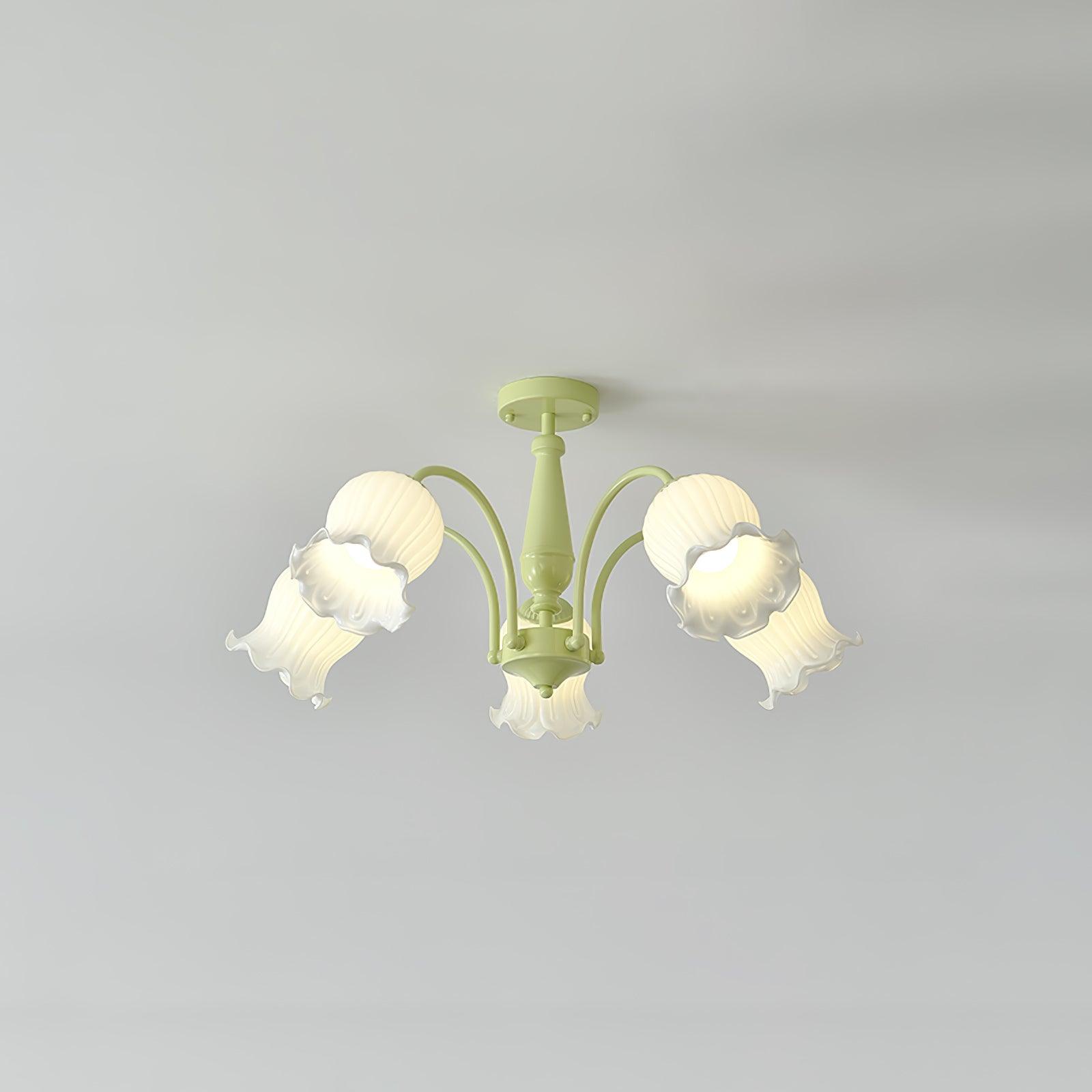 Lustra Trumpet Chandelier Floral Pastel Glass Petals - Lamp Outdoor