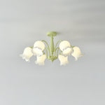 Lustra Trumpet Chandelier Floral Pastel Glass Petals - Lamp Outdoor