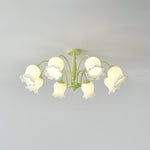 Lustra Trumpet Chandelier Floral Pastel Glass Petals - Lamp Outdoor