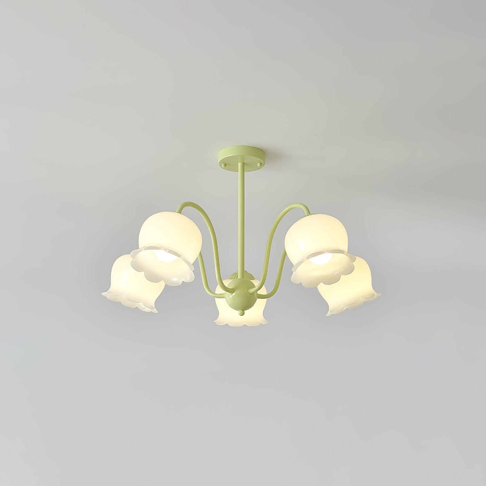 Lustra Trumpet Chandelier Floral Pastel Glass Petals - Lamp Outdoor