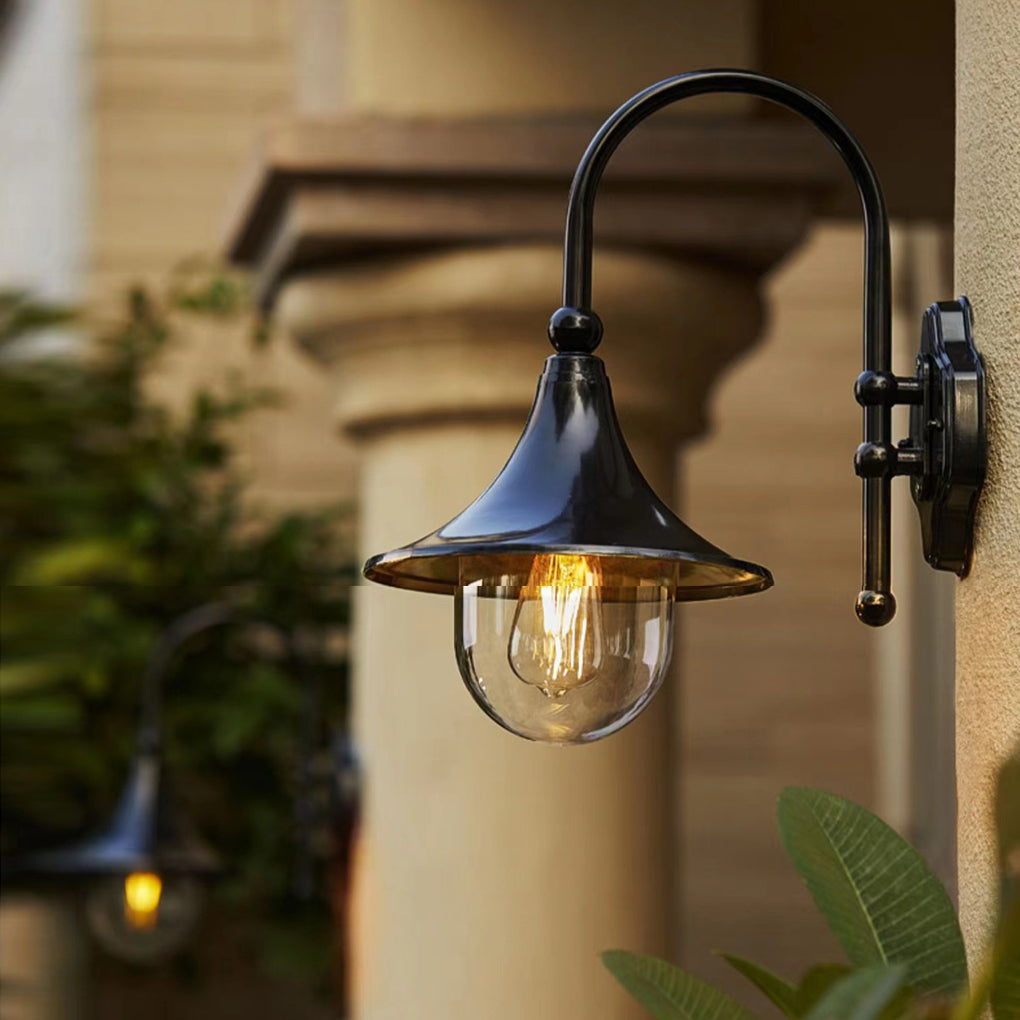 Creative Trumpet Shaped Waterproof LED Black Vintage Outdoor Wall Lamp - Lamp Outdoor