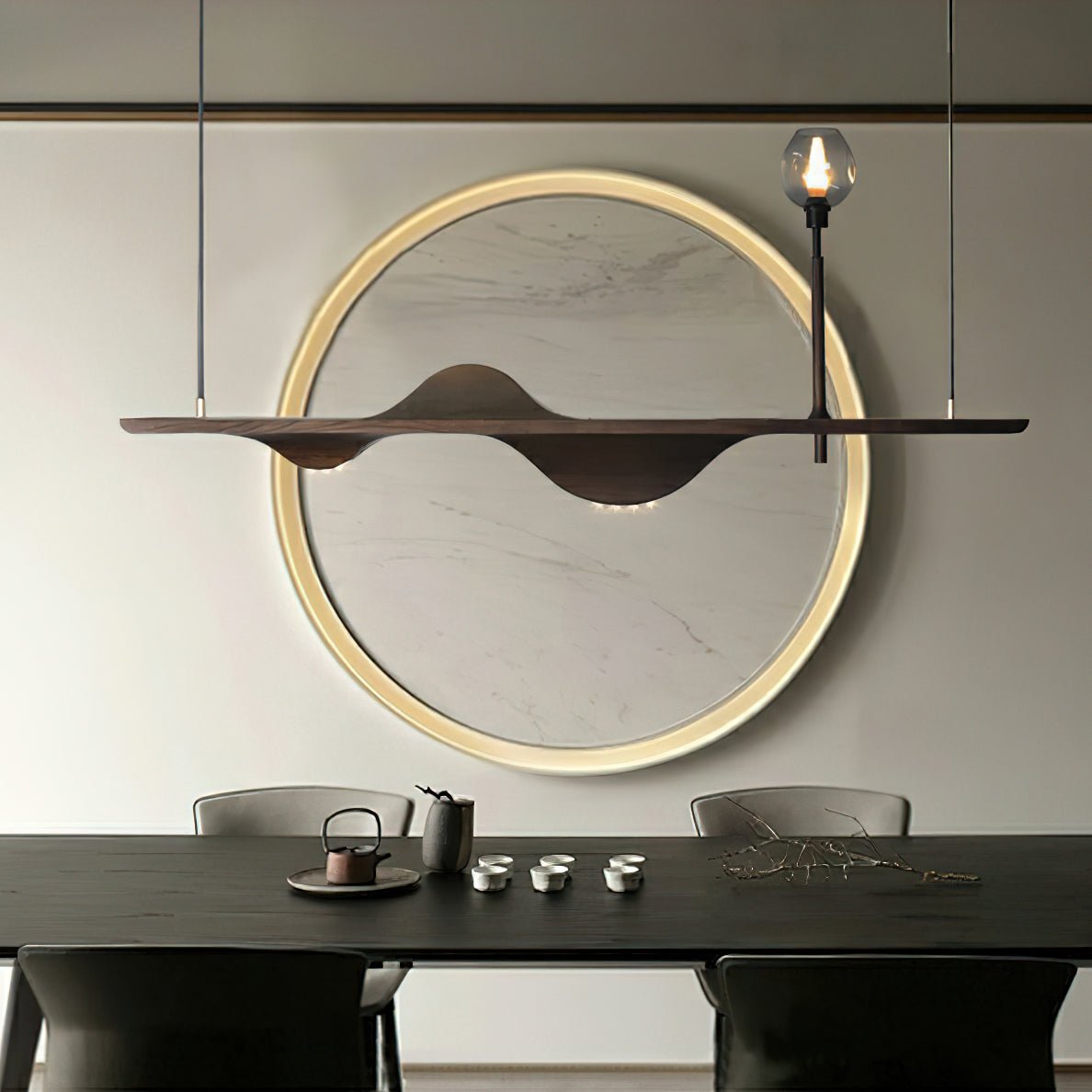 Cushais Wave Wood Pendant Light - Lamp Outdoor