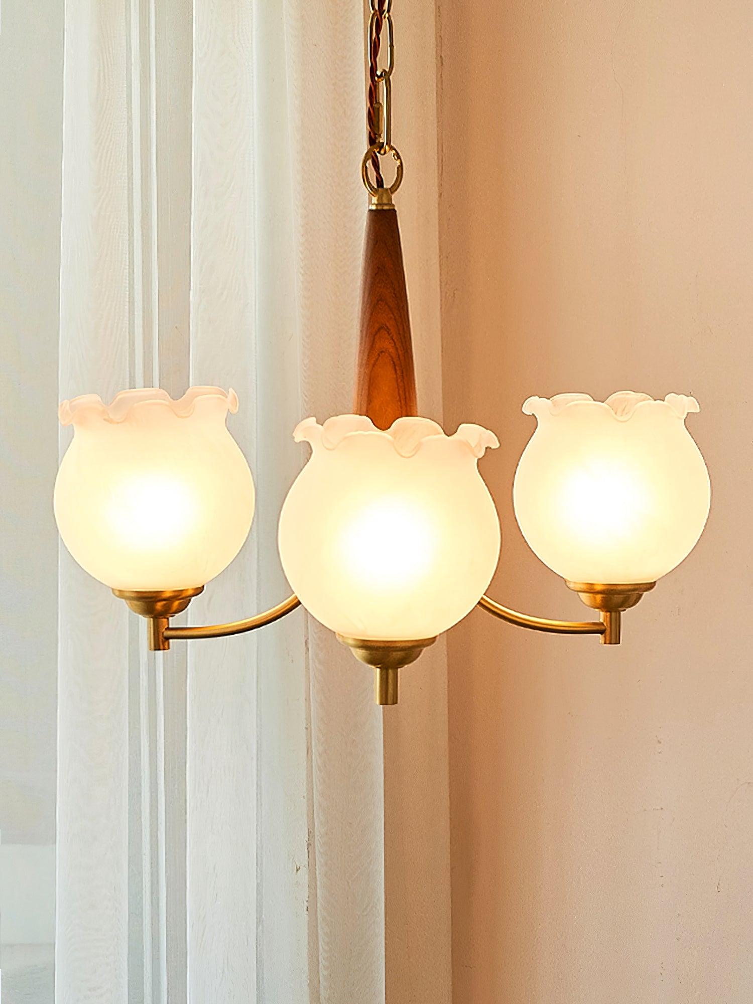 Tulips Glass Wood Chandelier - Lamp Outdoor