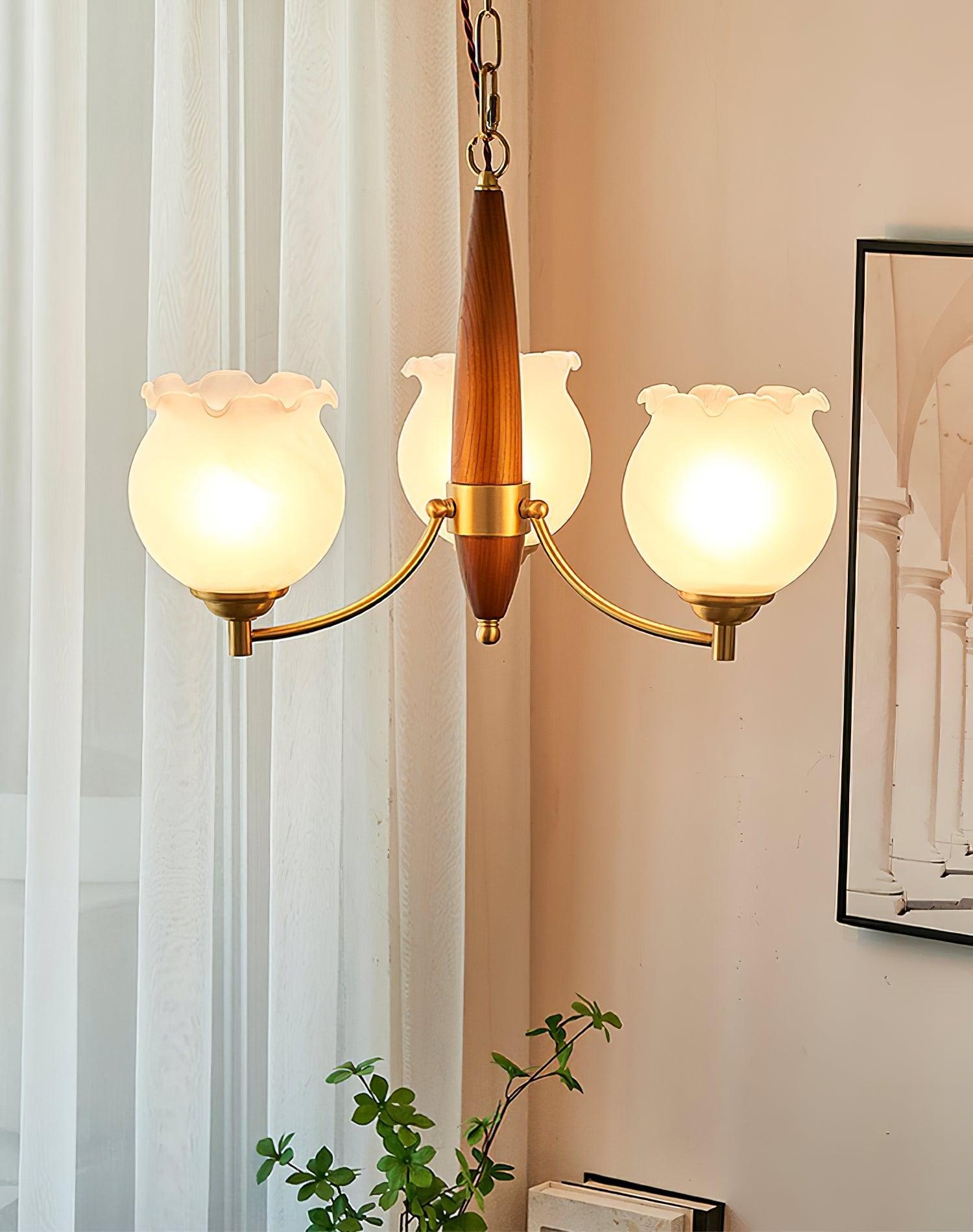 Tulips Glass Wood Chandelier - Lamp Outdoor