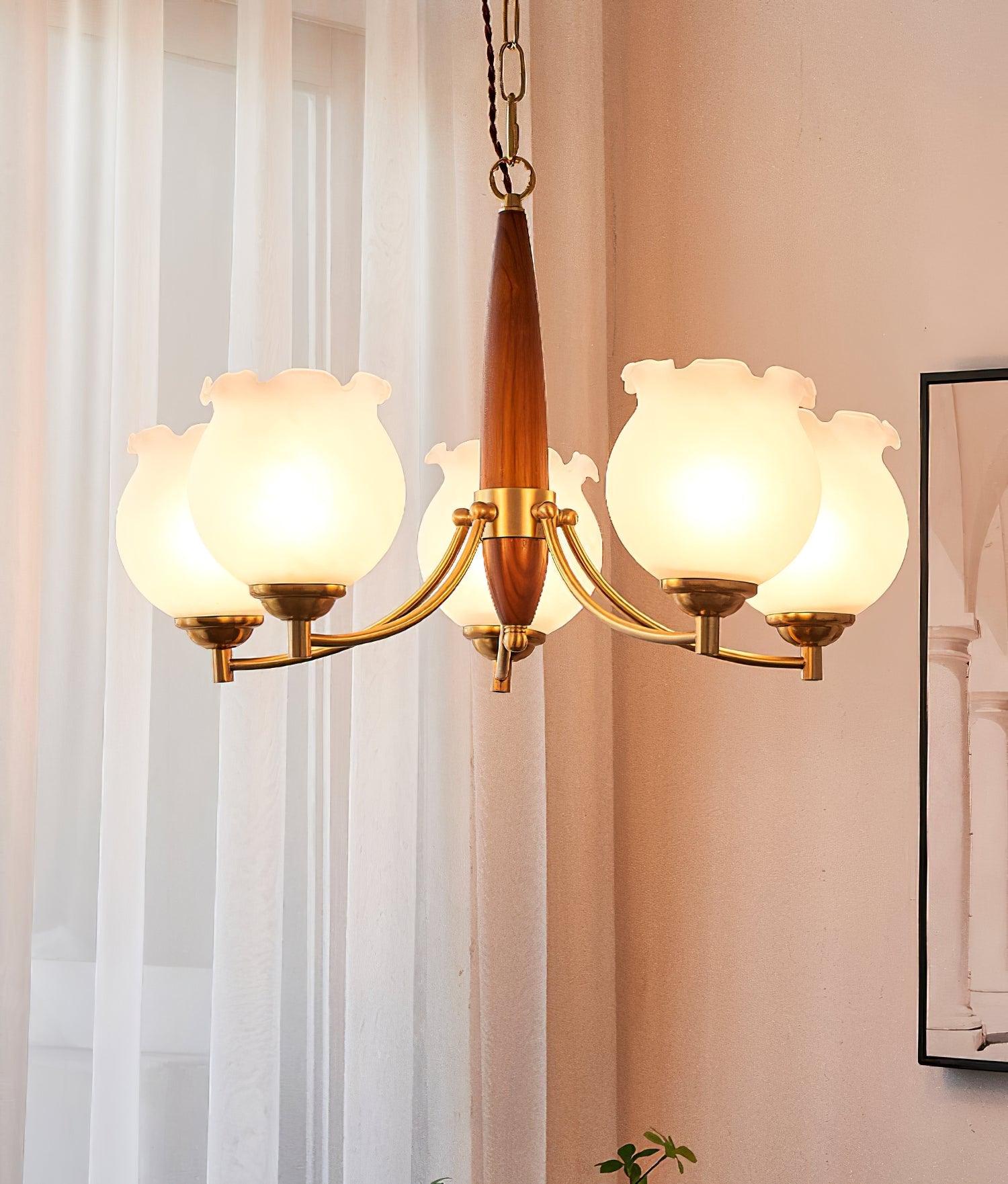Tulips Glass Wood Chandelier - Lamp Outdoor