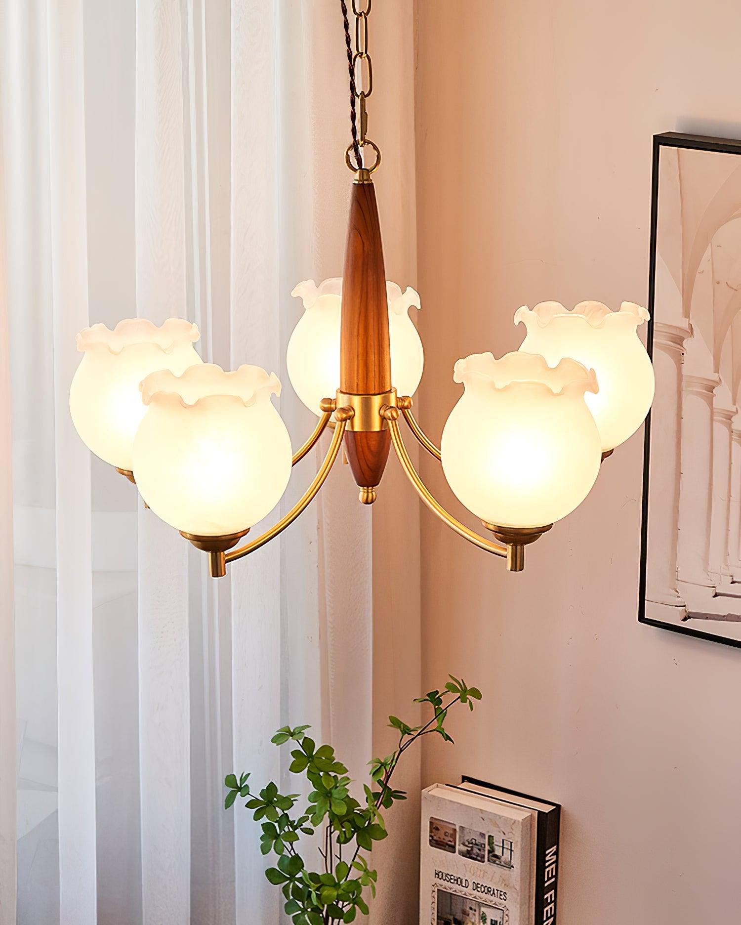 Tulips Glass Wood Chandelier - Lamp Outdoor