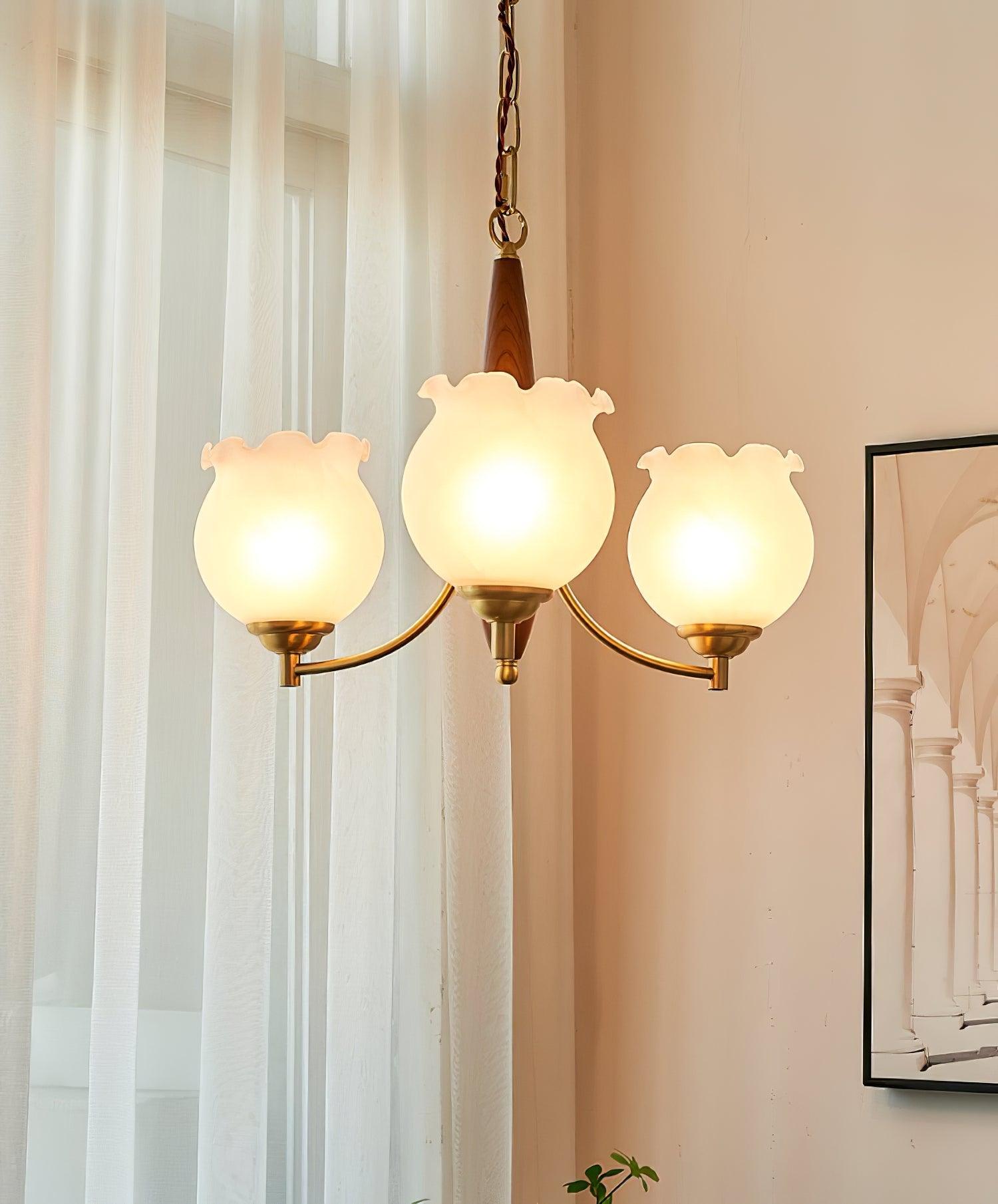 Tulips Glass Wood Chandelier - Lamp Outdoor