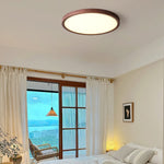 Solara Ceiling Light Acrylic Thin Round Walnut Look Minimalist - Letslighting