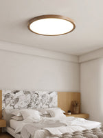 Solara Ceiling Light Acrylic Thin Round Walnut Look Minimalist - Letslighting