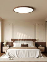 Solara Ceiling Light Acrylic Thin Round Walnut Look Minimalist - Letslighting