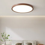 Solara Ceiling Light Acrylic Thin Round Walnut Look Minimalist - Letslighting
