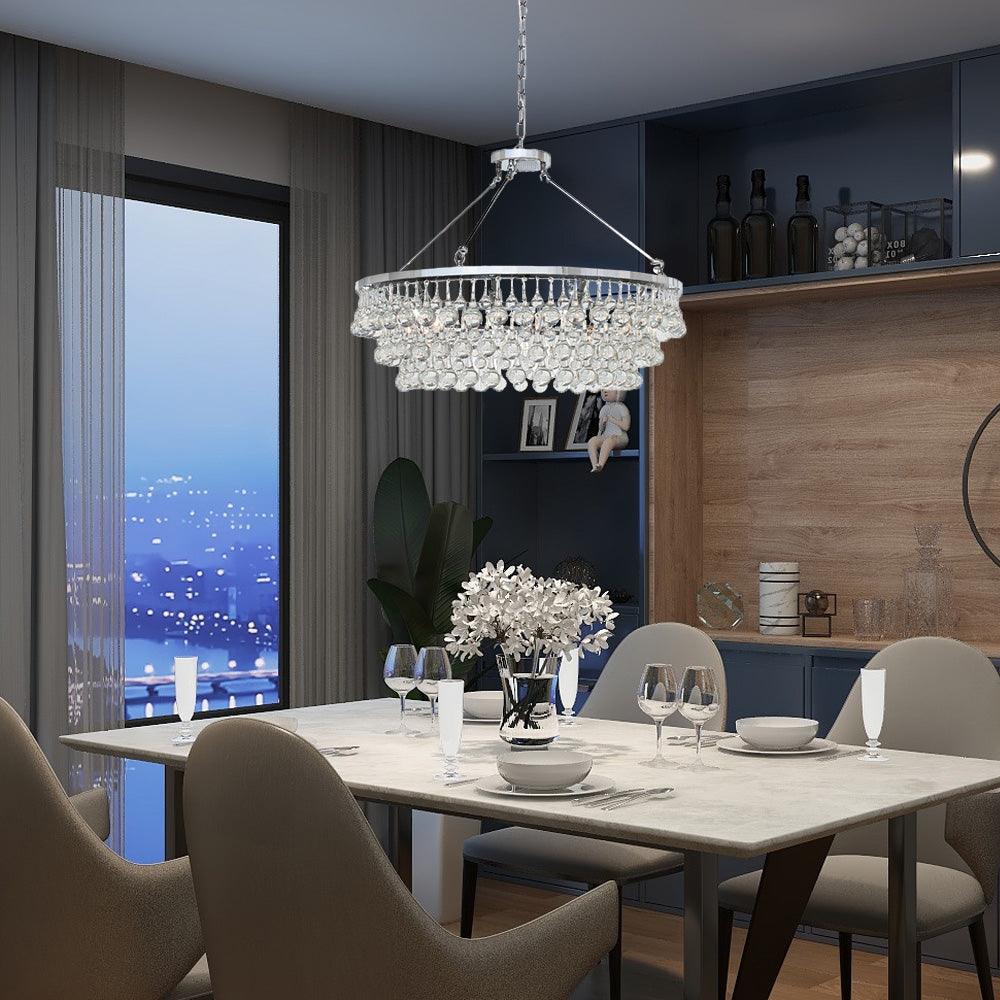 Avelis Postmodern Luxury Unique Tiered Crystal Chandelier - Lamp Outdoor