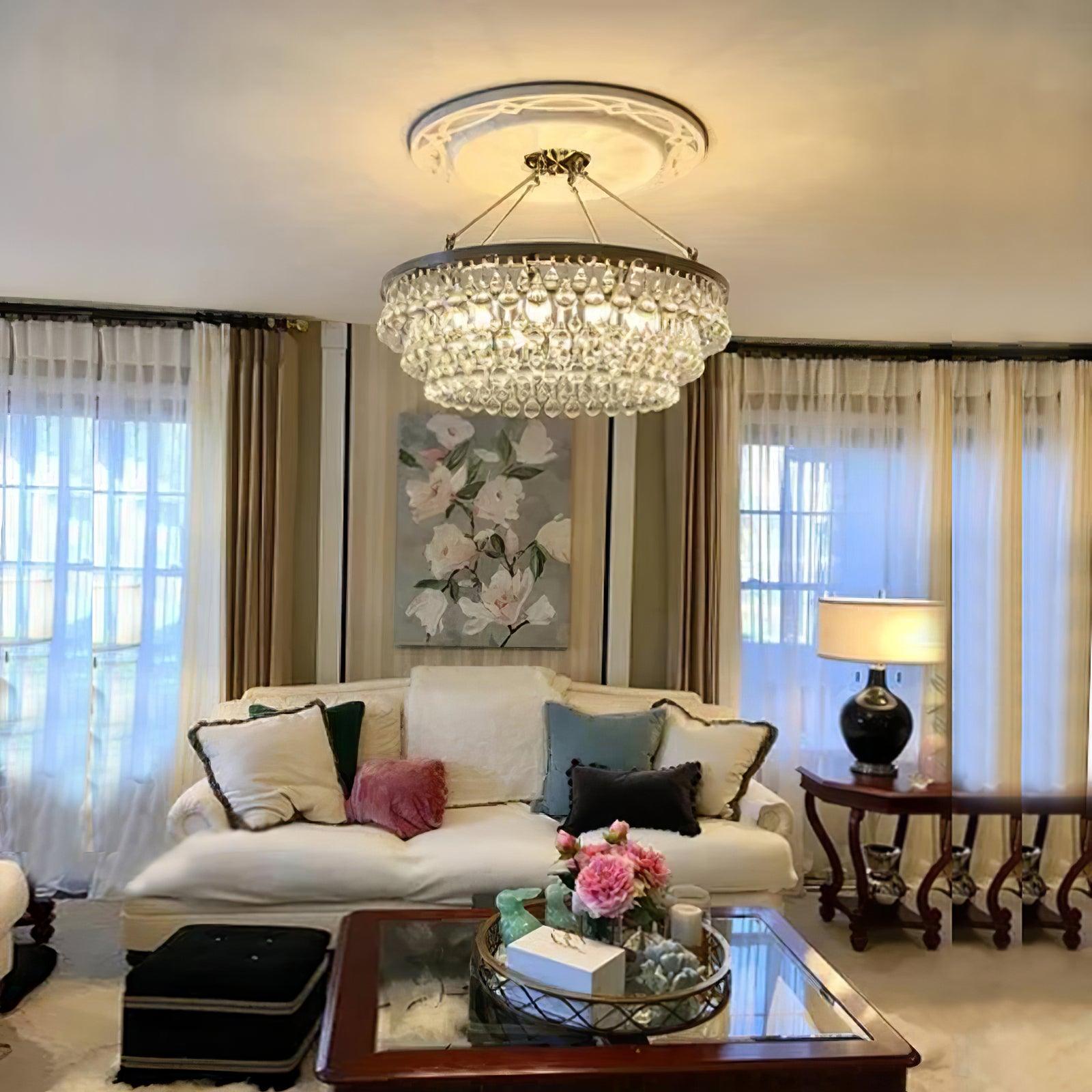 Avelis Postmodern Luxury Unique Tiered Crystal Chandelier - Lamp Outdoor