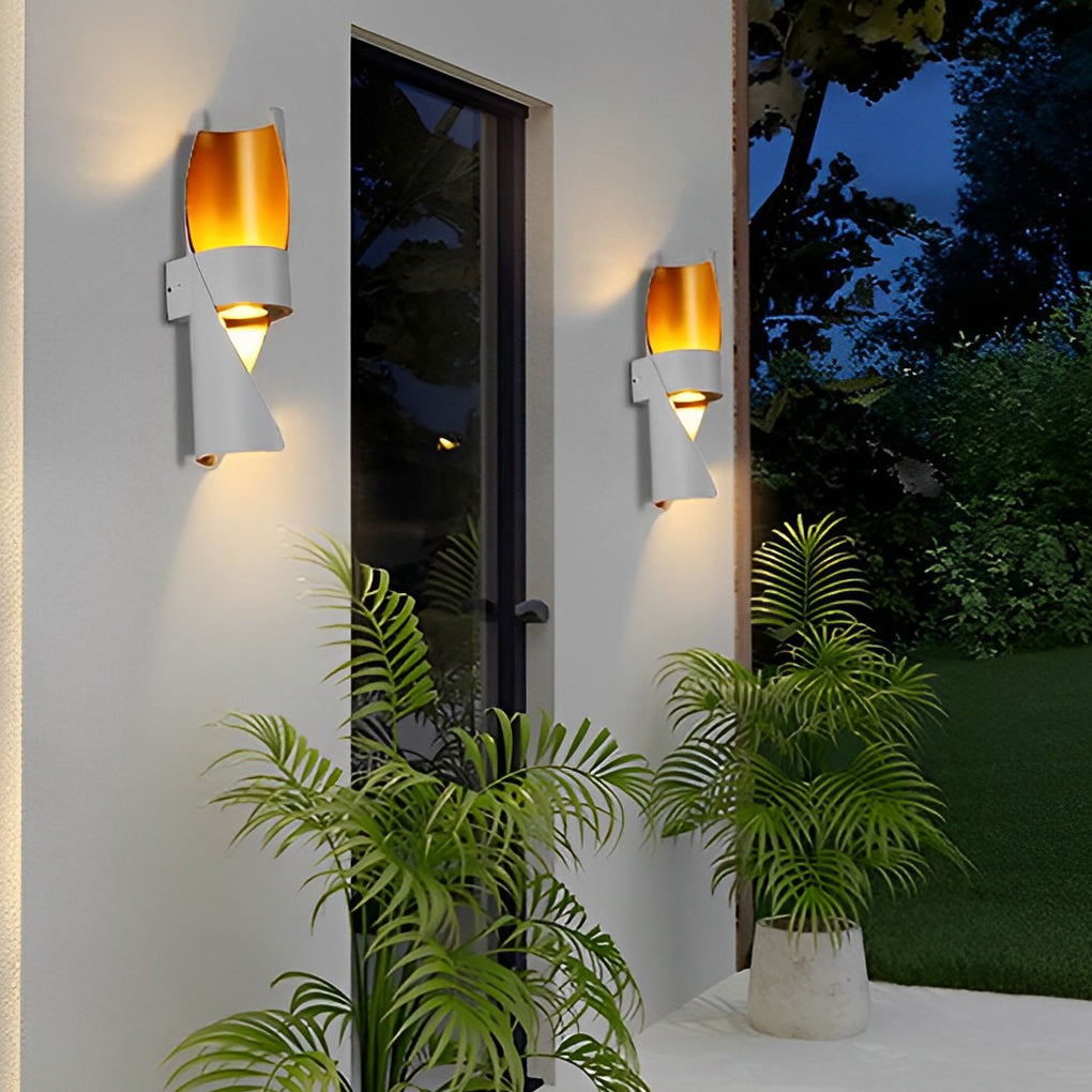 Spiral Exterior Up and Down Wall Lights Outdoor Wall Mounted Light with Gold Interior - Lamp Outdoor