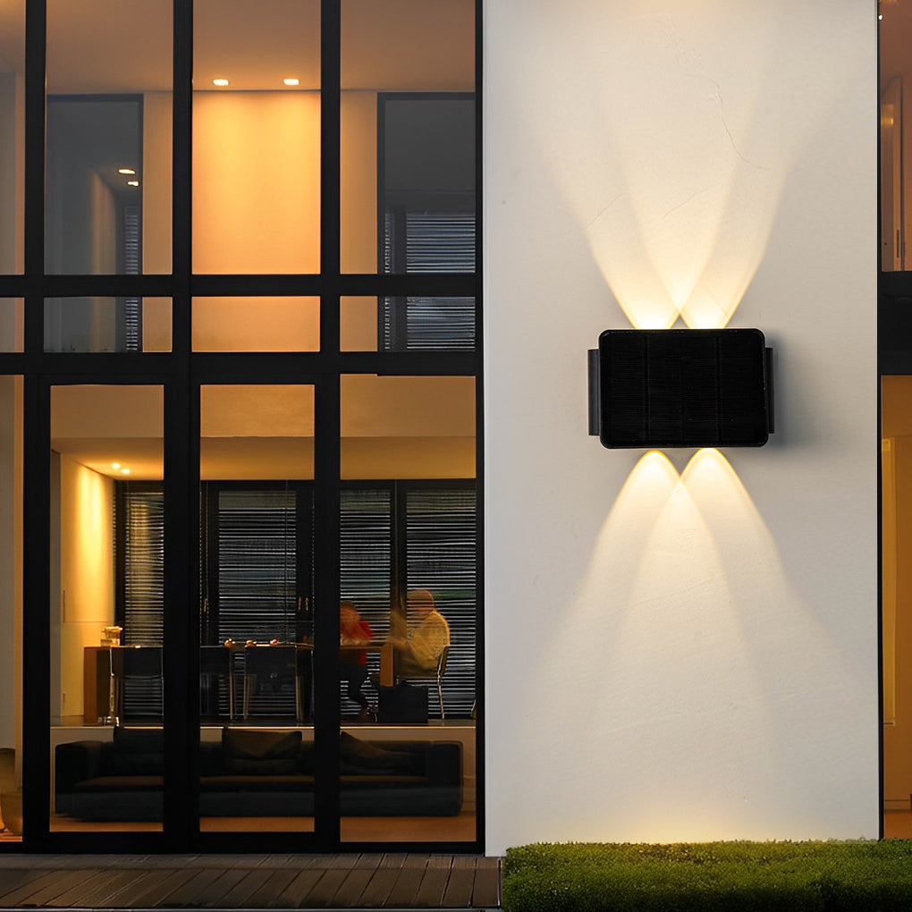Up and Down Lighting LED Waterproof Black Modern Solar Wall Lights - Lamp Outdoor