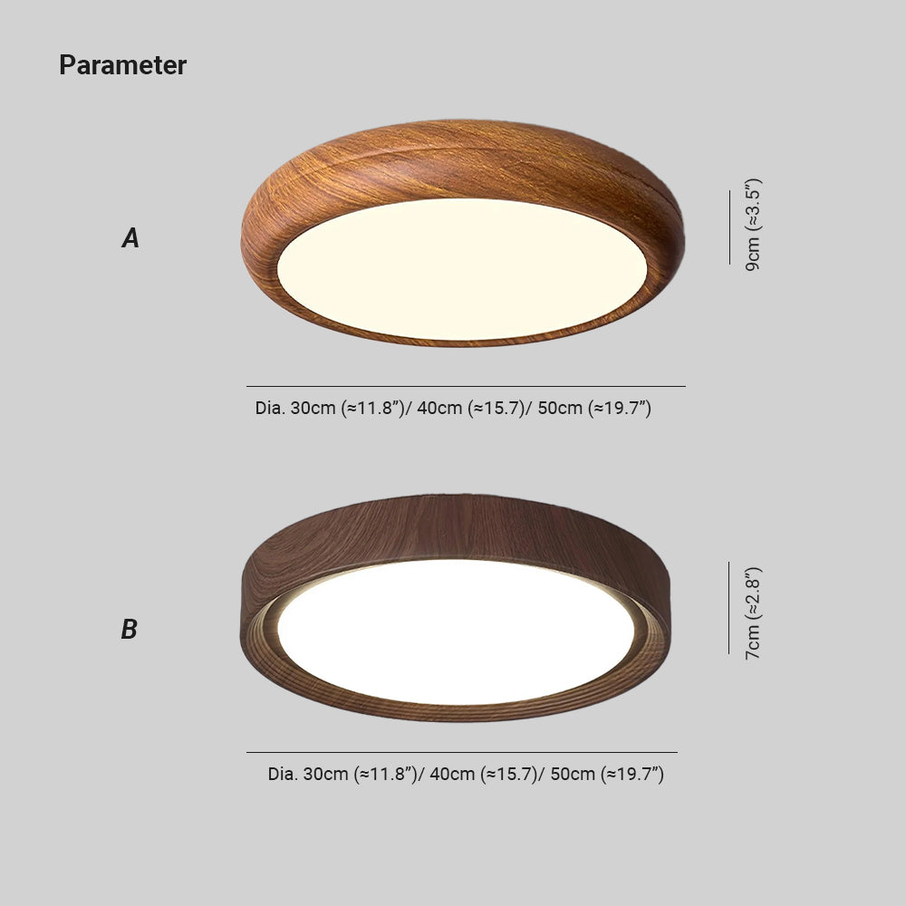 Grena Wood Grain Round Ceiling Light - Lamp Outdoor