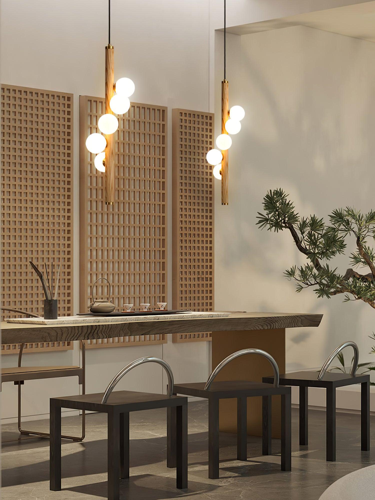 Vertical Orb Timber Pendant Lamp - Lamp Outdoor