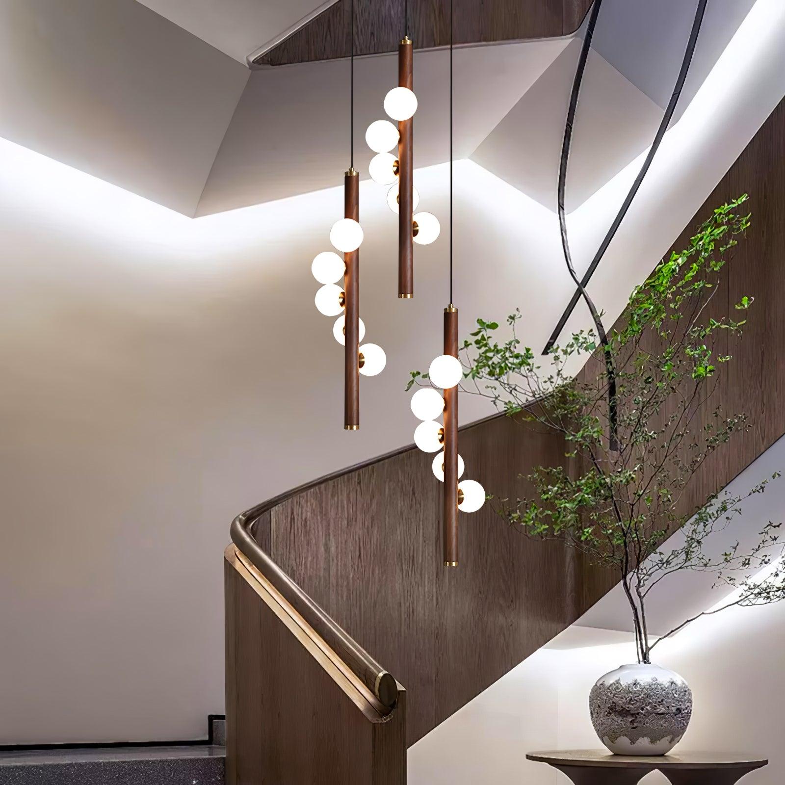 Vertical Orb Timber Pendant Lamp - Lamp Outdoor