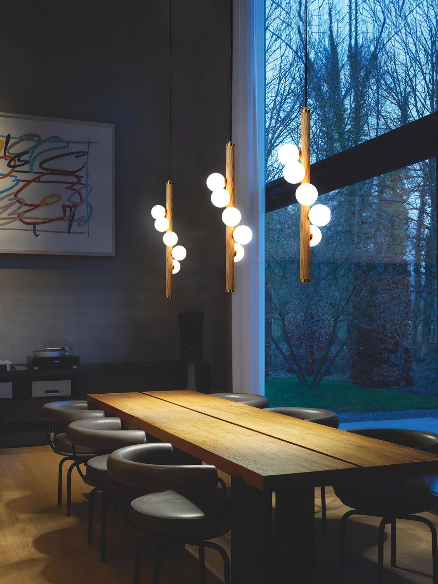 Vertical Orb Timber Pendant Lamp - Lamp Outdoor