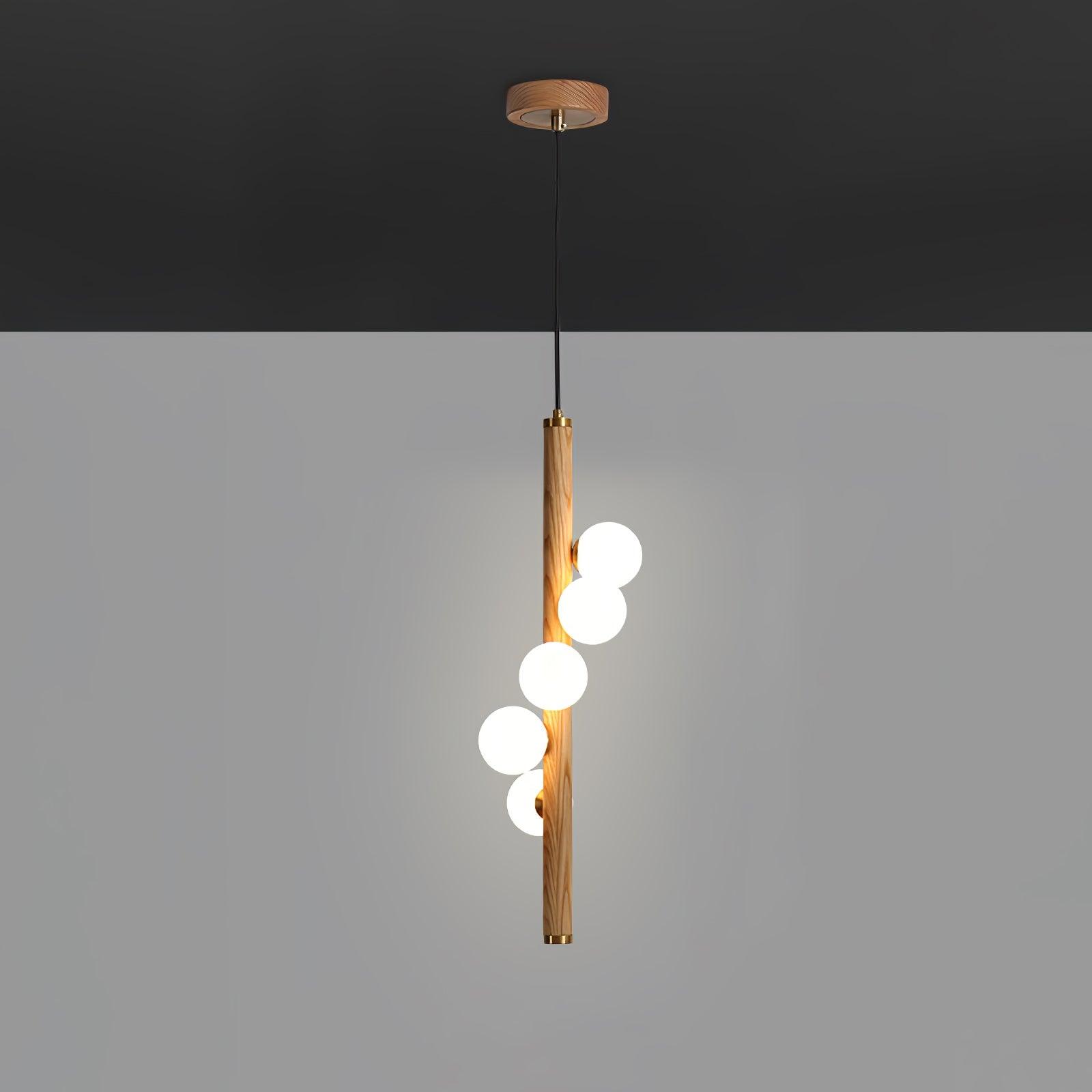 Vertical Orb Timber Pendant Lamp - Lamp Outdoor