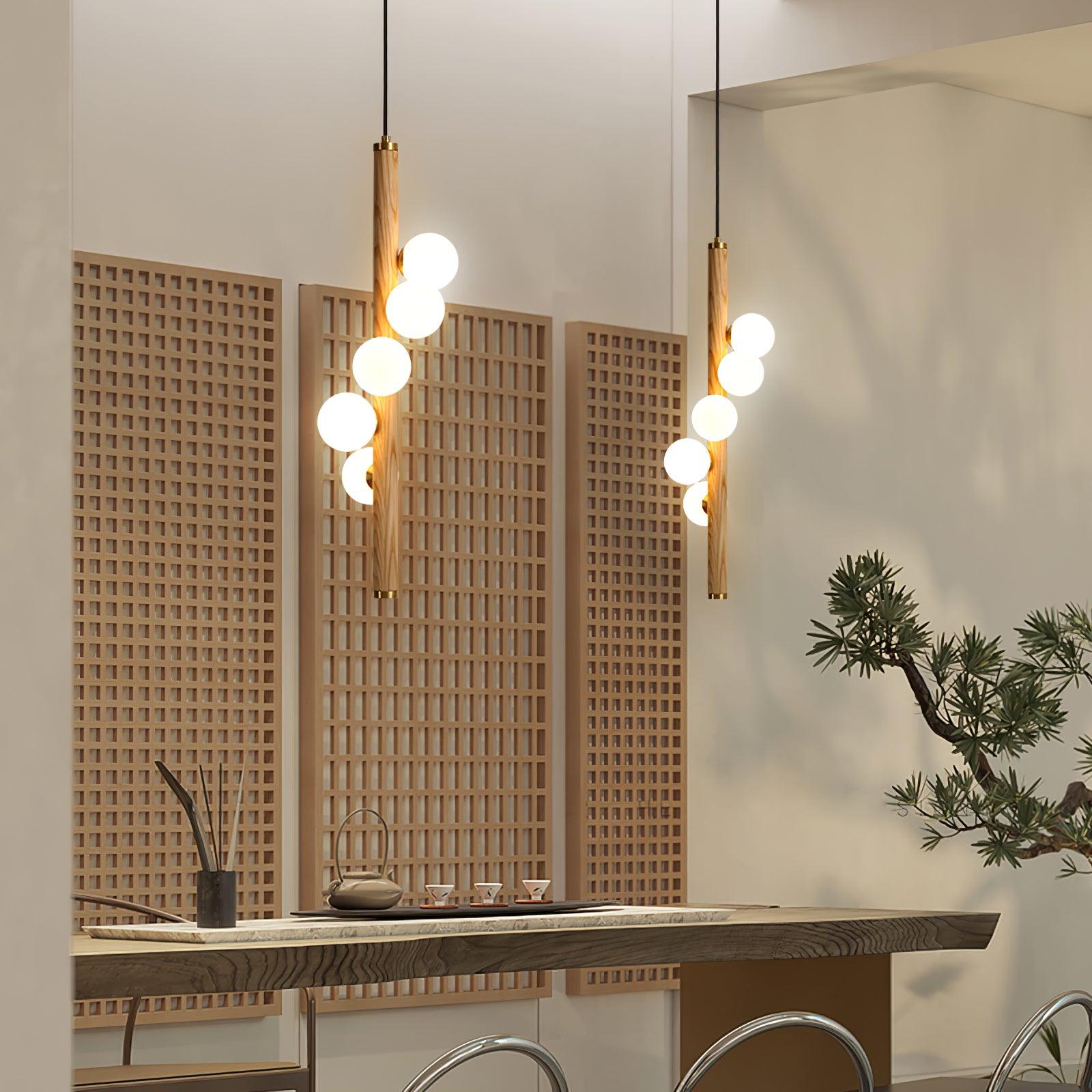 Vertical Orb Timber Pendant Lamp - Lamp Outdoor