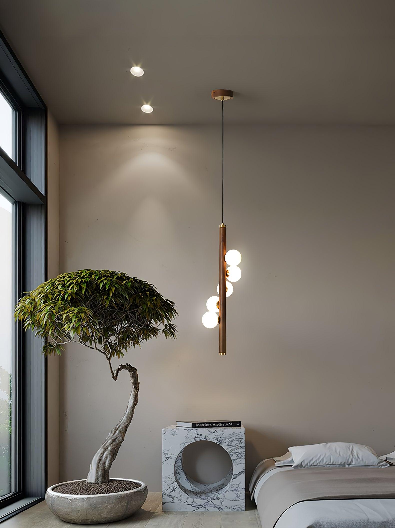 Vertical Orb Timber Pendant Lamp - Lamp Outdoor