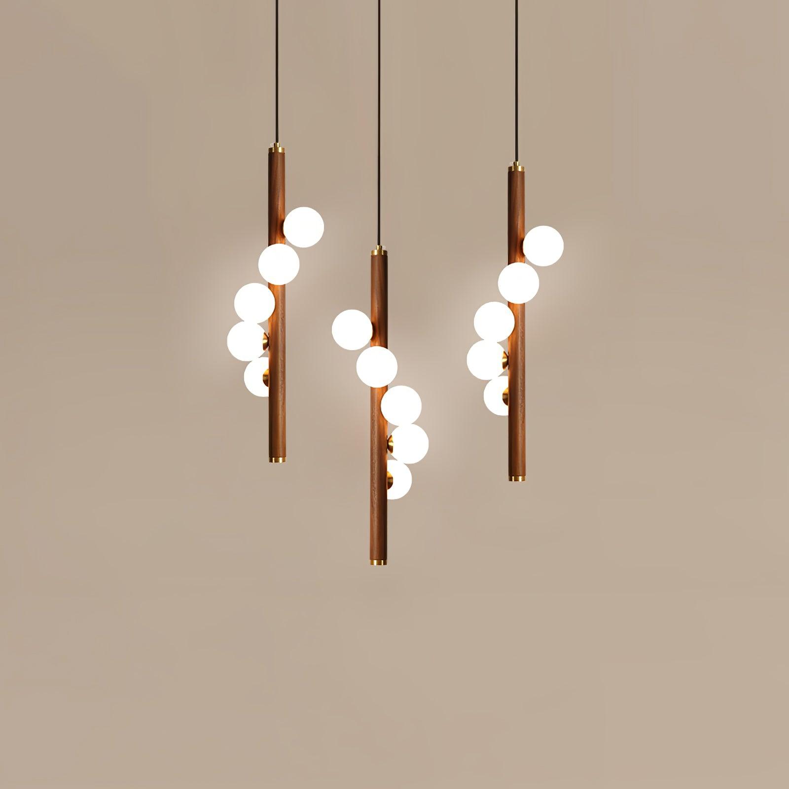 Vertical Orb Timber Pendant Lamp - Lamp Outdoor