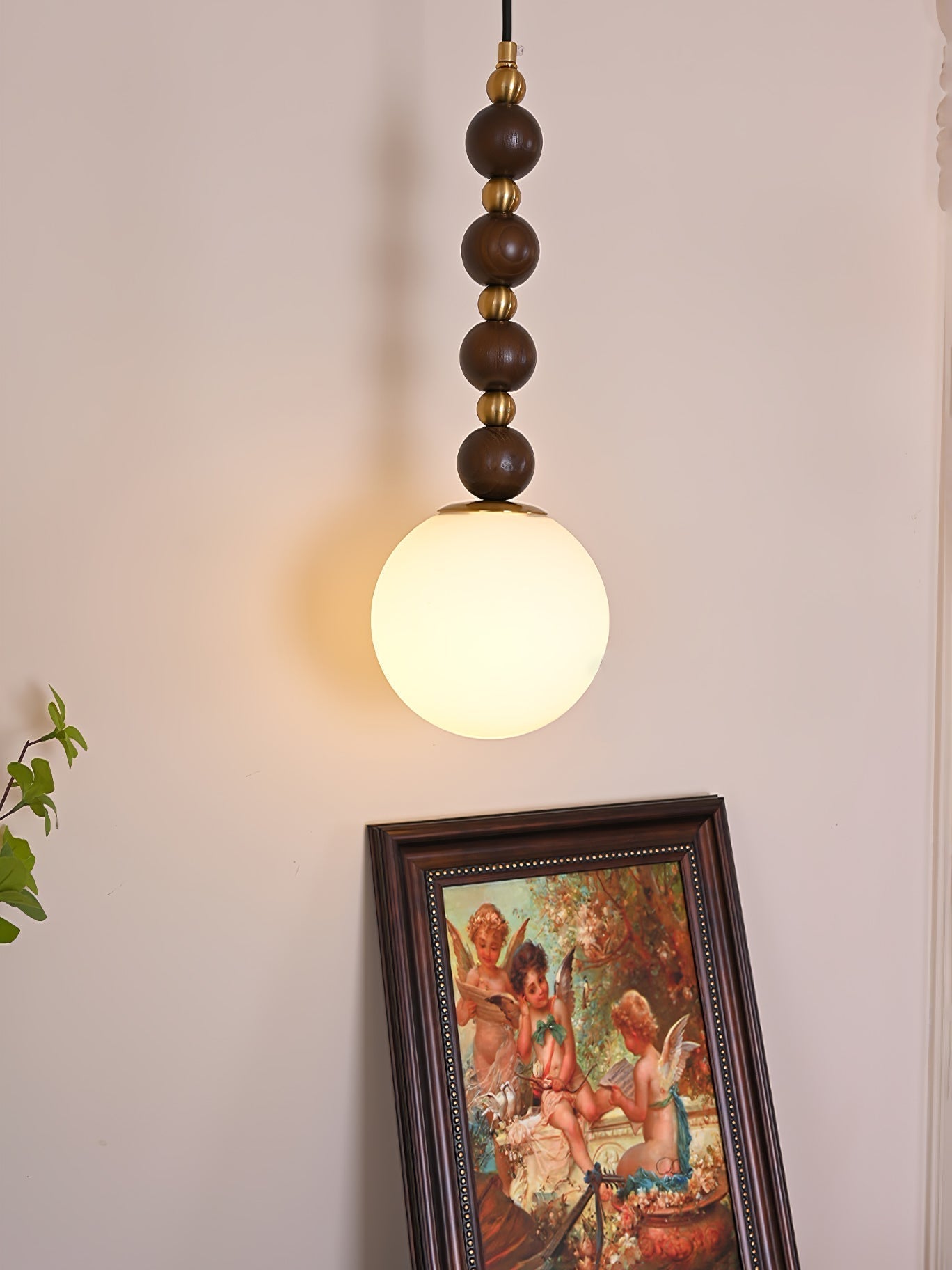 Vertical Walnut Balls Pendant Lamp - Lamp Outdoor