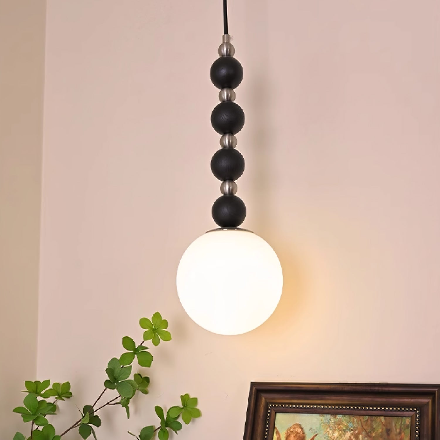 Vertical Walnut Balls Pendant Lamp - Lamp Outdoor