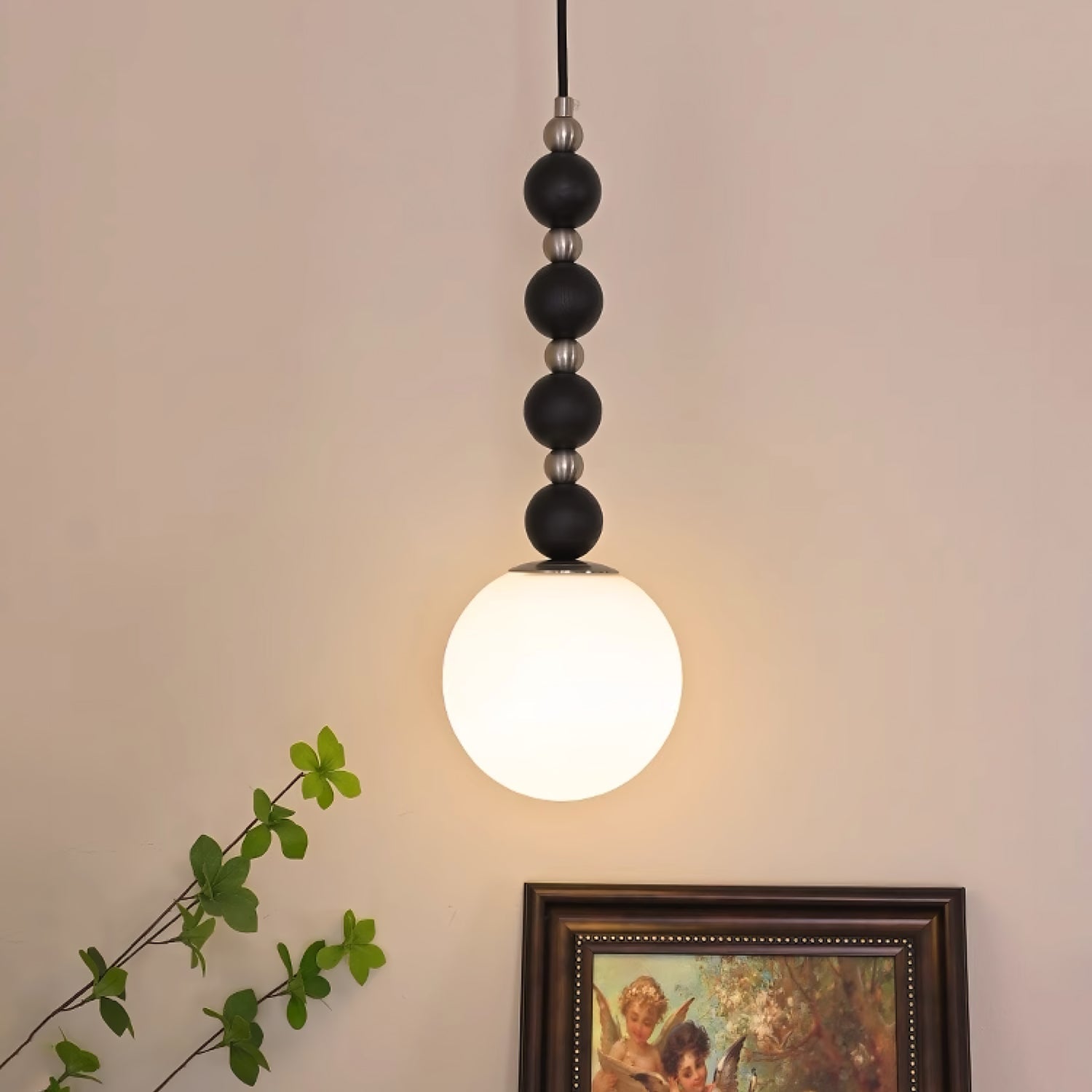 Vertical Walnut Balls Pendant Lamp - Lamp Outdoor