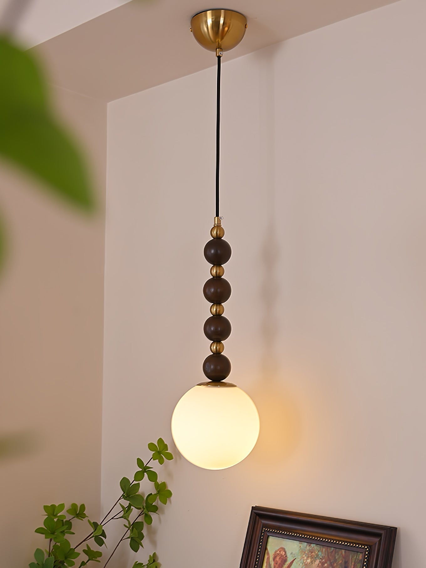 Vertical Walnut Balls Pendant Lamp - Lamp Outdoor