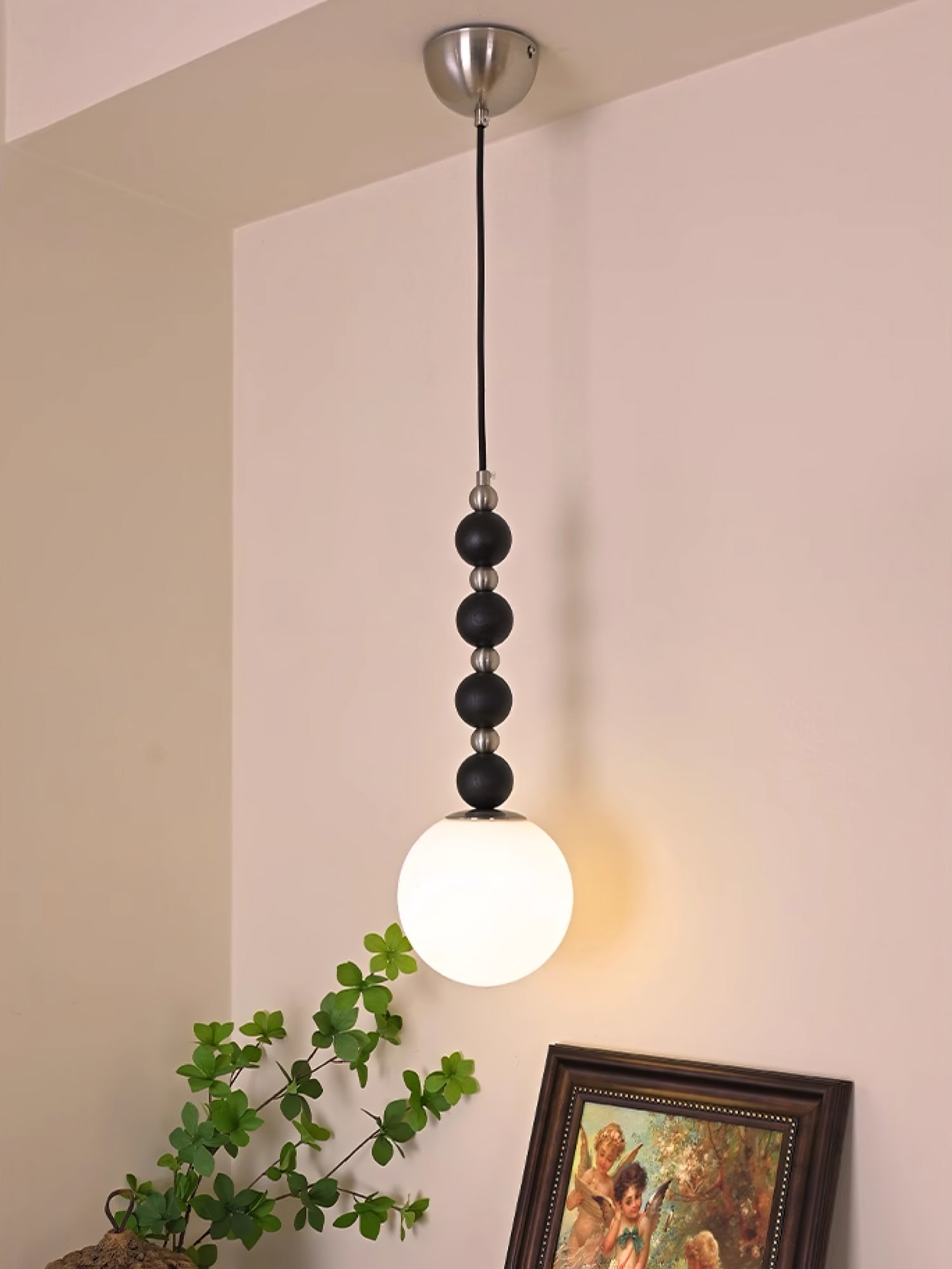 Vertical Walnut Balls Pendant Lamp - Lamp Outdoor