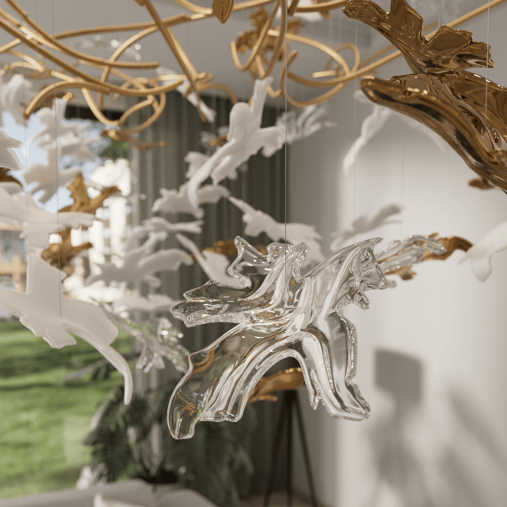 Arinan Floral Glass Chandelier - Lamp Outdoor