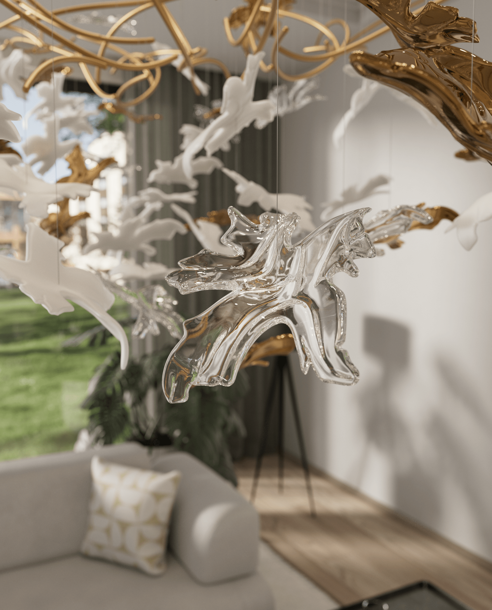 Arinan Floral Glass Chandelier - Lamp Outdoor