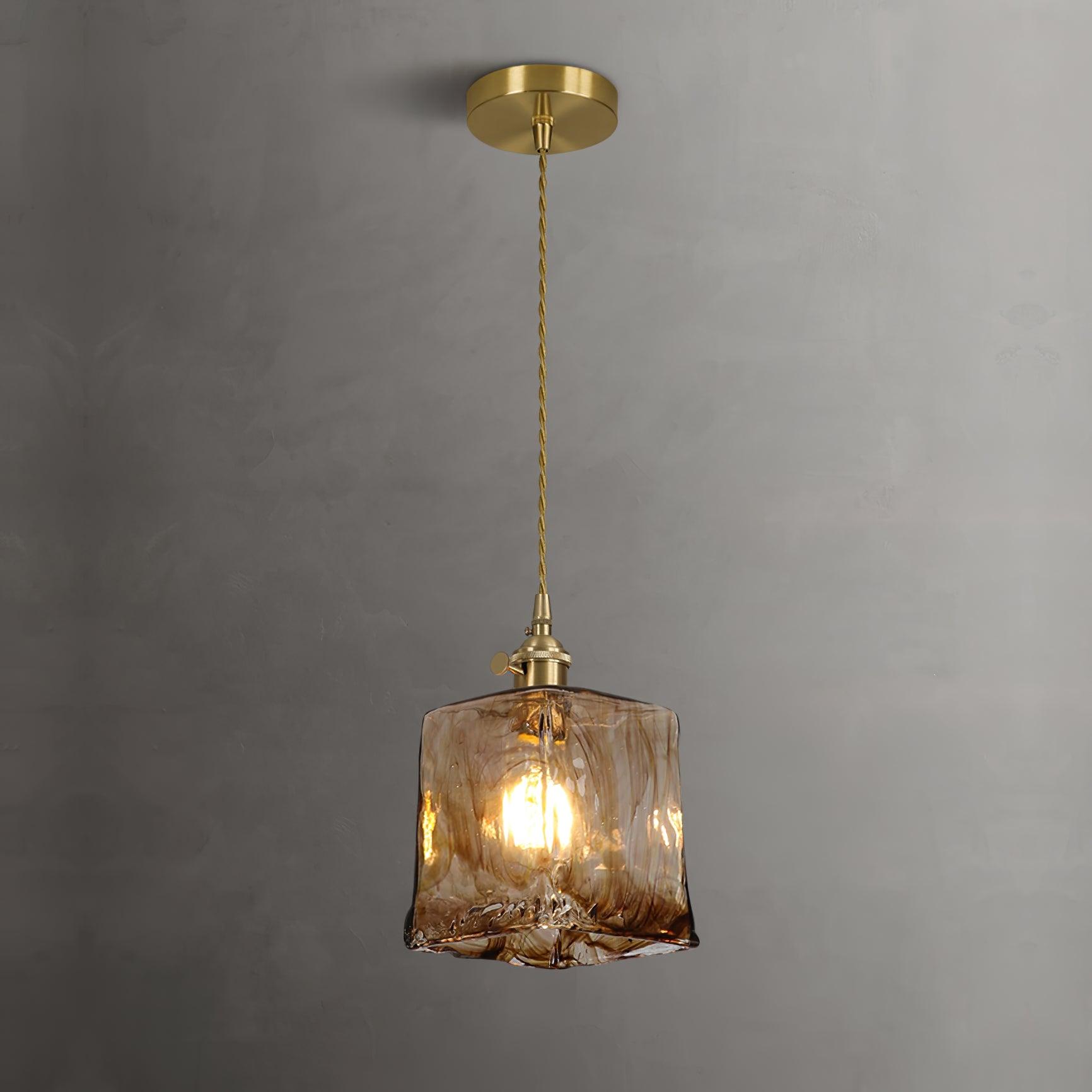 Vintage Brown Glass Pendant Light - Lamp Outdoor